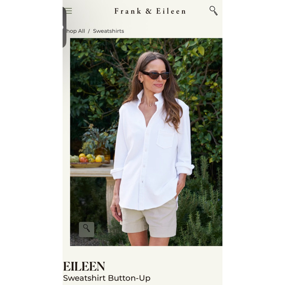 New Frank & Eileen Eileen Triple Fleece White Sweatshirt Button-Up L - Picture 1 of 5